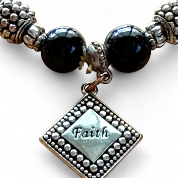 Onyx Bead Spiritual Stretch Bracelet - Picture 2 of 5